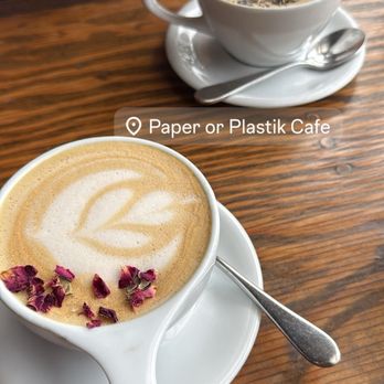 Paper or Plastik Cafe - Rose latte - New American Near Me - Los Angeles, California Paper or Plastik Cafe - Rose latte - New American Near Me - Los Angeles, California