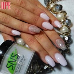 Angel Nail Spa & Beauty - SNS nails in ballerina shape (coffin nails ) by Lupe (407)343-0118