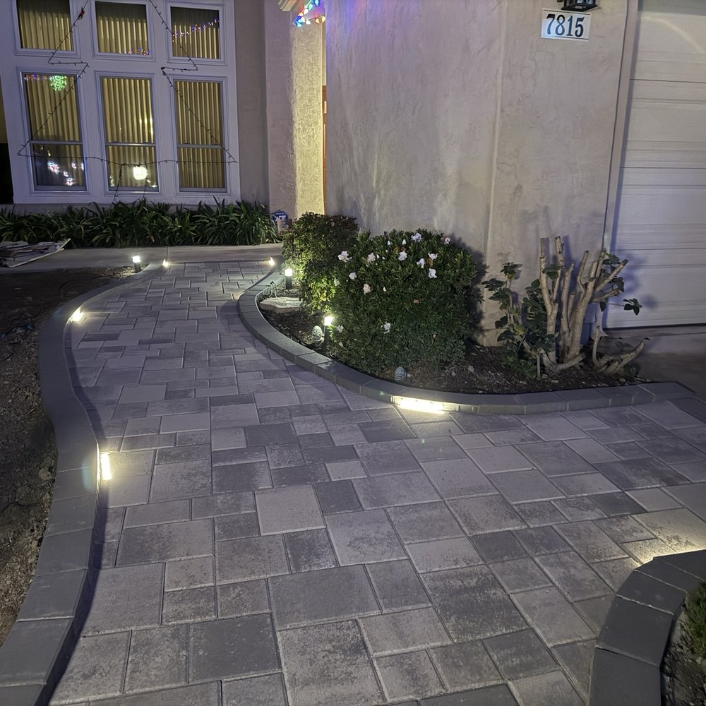 Palm Construction - Night view of walkway. - Decks & Railing Near Me - La Mesa, California Palm Construction - Night view of walkway. - Decks & Railing Near Me - La Mesa, California