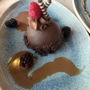 Chandler's Oceanfront Dining - Dark Ecuadorian Chocolate Hazelnut Crunch Cakechocolate - New American Near Me - Carlsbad, California