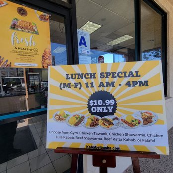 Kabab El Basha - a sign for lunch special - Mediterranean Near Me - Corona , California