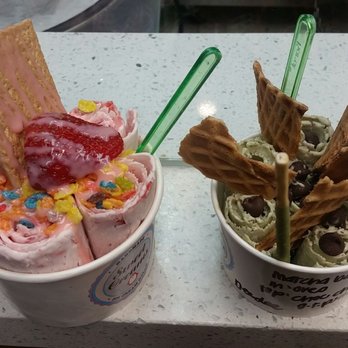 Sweet Creams - Strawberry cake ice cream regular size, and a custom made keiki sized ice cream with matcha base. - Ice Cream & Frozen Yogurt Near Me - Honolulu, Hawaii Sweet Creams - Strawberry cake ice cream regular size, and a custom made keiki sized ice cream with matcha base. - Ice Cream & Frozen Yogurt Near Me - Honolulu, Hawaii