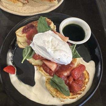 Esther's Kitchen - Lemon poppyseed pancakes with basil syrup - Italian Near Me - Las Vegas, Nevada