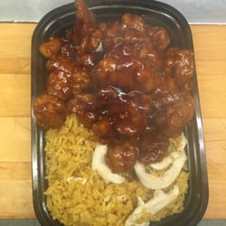 China Express - General Tso's chicken combination plates with chicken fried rice no veg.