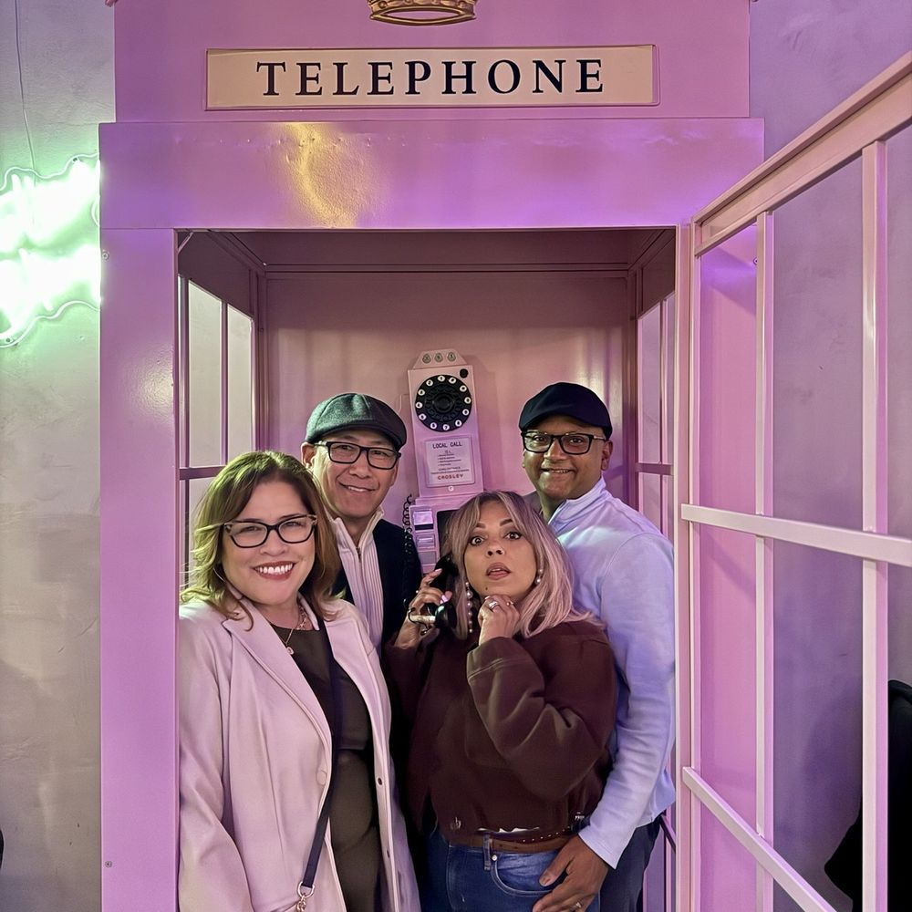 The Rustic - Us in the pink telephone booth. - Italian Near Me - San Francisco, California The Rustic - Us in the pink telephone booth. - Italian Near Me - San Francisco, California