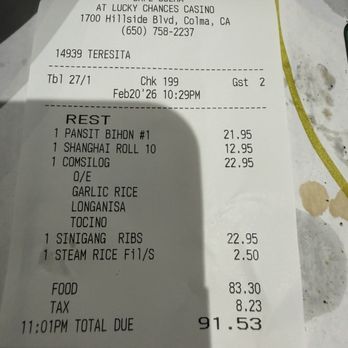 Lucky Chances Casino - Dinner for two $92 - February 2026 - Casinos Near Me - Colma, California Lucky Chances Casino - Dinner for two $92 - February 2026 - Casinos Near Me - Colma, California
