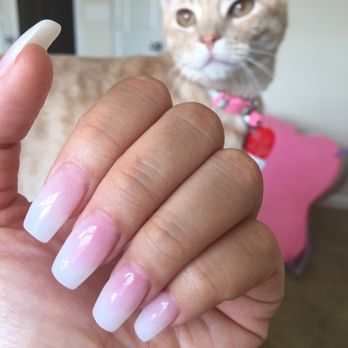 Lovely Nails - French ombré using a medium pink by Kelly. Kitty approved ! - Nail Salons Near Me - Jacksonville, North Carolina Lovely Nails - French ombré using a medium pink by Kelly. Kitty approved ! - Nail Salons Near Me - Jacksonville, North Carolina