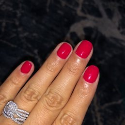 Gel mani color 188 "lady in red" same color on pedicure.