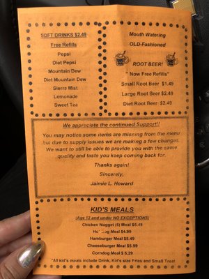 Menu photo 4 B & K Drive In Knox, IN Menu photo 4 B & K Drive In Knox, IN