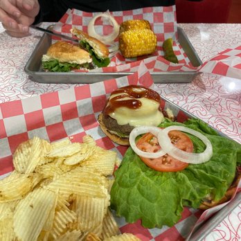 Bombshells Burgers & BBQ - Spitfire burger and the Hawaiian Burger - Pizza Near Me - Huntington, West Virginia