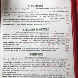 Anthonys Mexican Restaurant - Menu