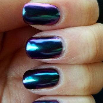Amber T Nails - Most popular chrome gel color, A1. It's more expensive than regular gel, but it's so cool! - Nail Salons Near Me - Tarzana, California