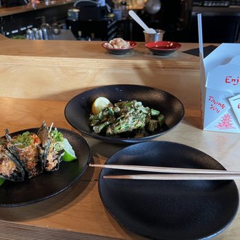 SUSHI-SAN - Tako Tacos and Broccolini Goma-Ae Salad - Sushi Bars Near Me - Chicago, Illinois SUSHI-SAN - Tako Tacos and Broccolini Goma-Ae Salad - Sushi Bars Near Me - Chicago, Illinois