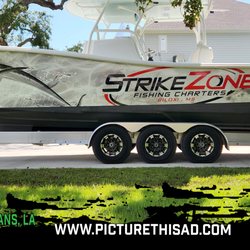 36' Yellowfin full coverage custom boat wrap for Strike Zone Charters of MS.