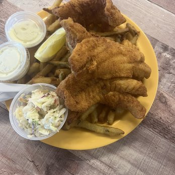 Mainely Seafood - Grouper fingers, hand breaded, with slaw and zucchini fries! The grouper, especially, was fantastic. - Seafood Markets Near Me - Punta Gorda, Florida