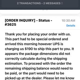Email response from seller