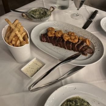 Steak 48 - Crispy Shrimp NY Strip* ** Creamed Spinach Artichoke Crisp French Fries - Steakhouses Near Me - Beverly Hills, California Steak 48 - Crispy Shrimp NY Strip* ** Creamed Spinach Artichoke Crisp French Fries - Steakhouses Near Me - Beverly Hills, California