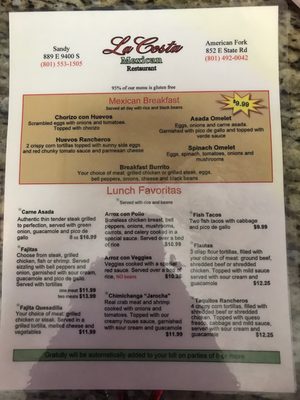 Menu photo 6 La Costa Mexican Restaurant American Fork, UT Menu photo 6 La Costa Mexican Restaurant American Fork, UT