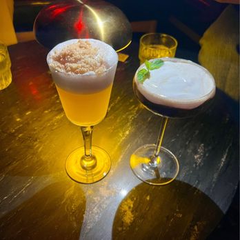Lore Speakeasy and Escape Room - Left: Wei's pineapple cake cocktail, Right: espresso martini - Speakeasies Near Me - San Francisco, California Lore Speakeasy and Escape Room - Left: Wei's pineapple cake cocktail, Right: espresso martini - Speakeasies Near Me - San Francisco, California