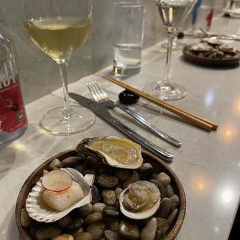 One Fish Raw Bar - Oyster, clam, and scallop from the tasting menu on 2/14/23 - Seafood Near Me - Campbell, California