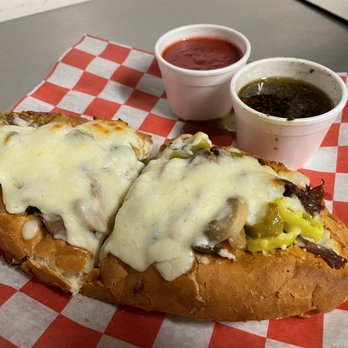 Joe's Pizza - Beef sandwich with mushrooms and banana peppers. - Pizza Near Me - Minonk, Illinois Joe's Pizza - Beef sandwich with mushrooms and banana peppers. - Pizza Near Me - Minonk, Illinois