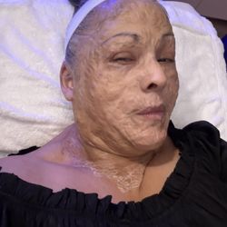 This is me at the time of my facial. I can say one thing I loved the facial but I didn't like being harassed by these people.
