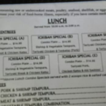 Ichiban Restaurant - Lunch menu.......... - Sushi Bars Near Me - Kahului, Hawaii