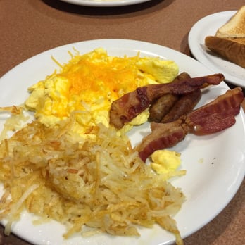 Denny's - scrambled eggs, bacon, sausage, hash browns - American Near Me - Pearland, Texas Denny's - scrambled eggs, bacon, sausage, hash browns - American Near Me - Pearland, Texas