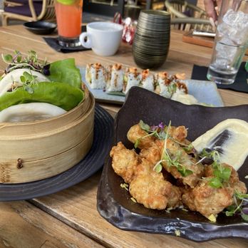 Tanuki River Landing - Chicken Poppers, Pork Bao & Shrimp Tempura Roll - Japanese Near Me - Miami, Florida