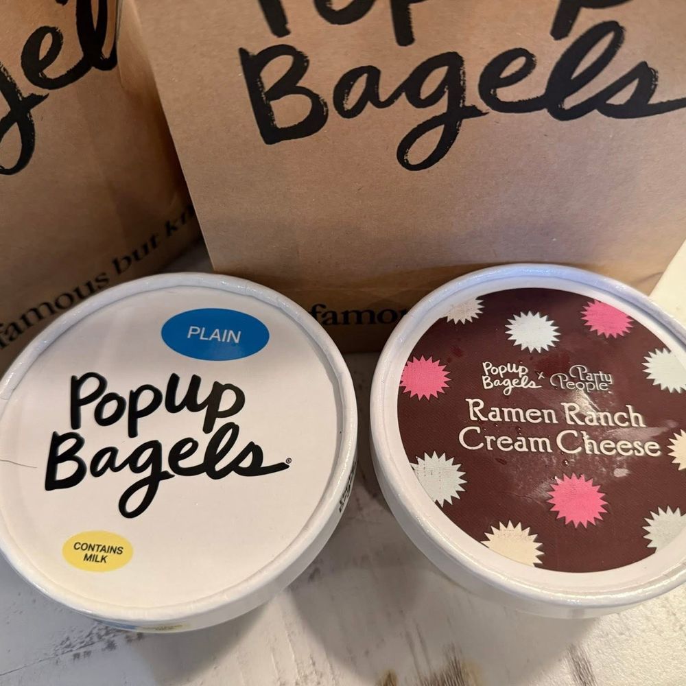 PopUp Bagels - If you want cream cheese, you get a tub: I got plain & ramen - Bagels Near Me - Charlotte, North Carolina PopUp Bagels - If you want cream cheese, you get a tub: I got plain & ramen - Bagels Near Me - Charlotte, North Carolina