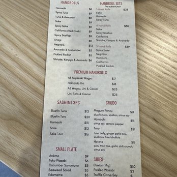 Kuidaore Handroll Bar - Menu - Bars Near Me - Oakland, California Kuidaore Handroll Bar - Menu - Bars Near Me - Oakland, California