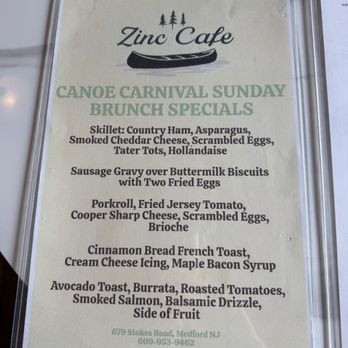 Zinc Cafe - Specials menu - New American Near Me - Medford, New Jersey Zinc Cafe - Specials menu - New American Near Me - Medford, New Jersey