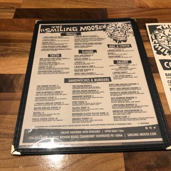 smiling moose - Dinner menu - Brewpubs Near Me - Cranberry Township, Pennsylvania