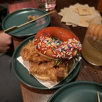 Double Chicken Please - Mochi donut sandwich - Cocktail Bars Near Me - New York, New York Double Chicken Please - Mochi donut sandwich - Cocktail Bars Near Me - New York, New York