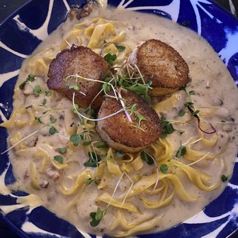 Pompano Grill - Excellent pasta with sea scallops - Seafood Near Me - Cocoa Beach, Florida