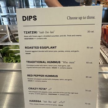 CAVA - Dip Options and Descriptions - Mediterranean Near Me - Pembroke Pines, Florida CAVA - Dip Options and Descriptions - Mediterranean Near Me - Pembroke Pines, Florida