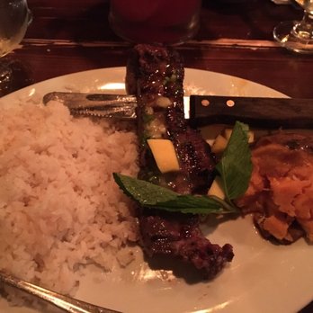 Cuban Pete's - Skirt steak entree with sweet potato and coconut rice. Yum!!!! - Cuban Near Me - Montclair, New Jersey