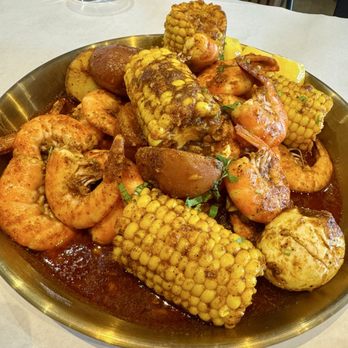 Wing Bros Antioch - House mix sauce with shrimp, corn, boiled eggs and potatoes. - Chicken Wings Near Me - Antioch, California