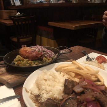 Los Balcones - Arroz con Pollo and Lomo Saltado (made with fillet mignon) - Peruvian Near Me - Los Angeles, California Los Balcones - Arroz con Pollo and Lomo Saltado (made with fillet mignon) - Peruvian Near Me - Los Angeles, California