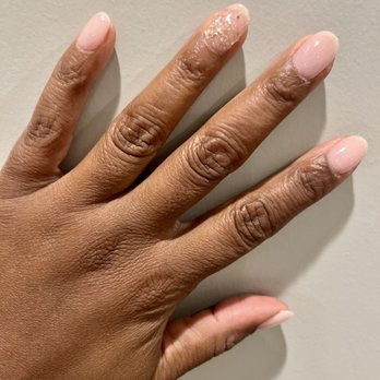 Element Nail Bar - Natural Nude and 4-14 (Chic) on ring finger. Dip powder on natural nails done by Q - Nail Salons Near Me - Phoenix, Arizona Element Nail Bar - Natural Nude and 4-14 (Chic) on ring finger. Dip powder on natural nails done by Q - Nail Salons Near Me - Phoenix, Arizona