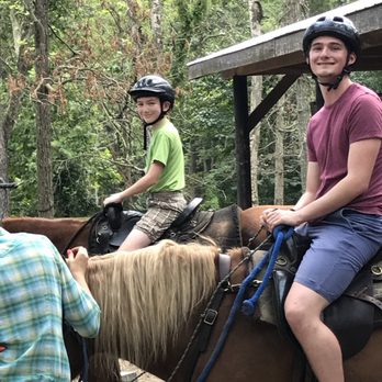 Fort Valley Ranch & Campground - Getting ready with our required helmets. - Horseback Riding Near Me - Fort Valley, Virginia
