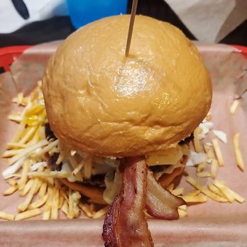 Fusion Grill & Bar - Badass burger with jalapenos and fried eggs - Burgers Near Me - Katy, Texas
