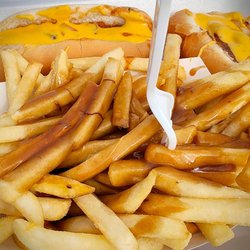 The Red Caboose - Gravy fries, chili cheese dog