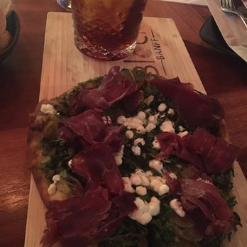 Block Kitchen + Bar - Bison flatbread - Sandwiches Near Me - Banff, Alberta Block Kitchen + Bar - Bison flatbread - Sandwiches Near Me - Banff, Alberta