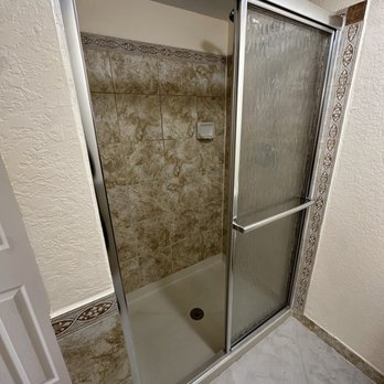 KM Cleaning Services - Primary en-suite standing shower cleaned immaculately - Home Cleaning Near Me - Boca Raton , Florida