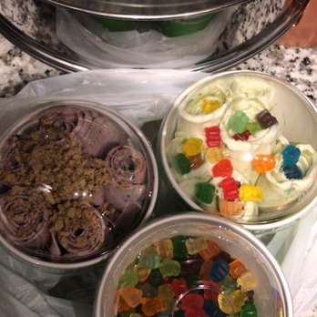 Bonbons Rolled Ice Cream - Raspberry and Oreos topped w granola, avocado w gummies, and just a cup of gummies - Ice Cream & Frozen Yogurt Near Me - Pflugerville, Texas Bonbons Rolled Ice Cream - Raspberry and Oreos topped w granola, avocado w gummies, and just a cup of gummies - Ice Cream & Frozen Yogurt Near Me - Pflugerville, Texas