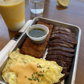 Bacon Bitch - Steak and Eggs with Pleasure drink for brunch - Sandwiches Near Me - Miami Beach, Florida
