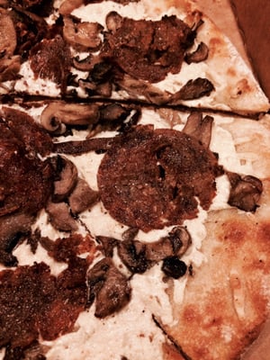 Photo of Blackbird Pizzeria - Philadelphia, PA, US. Funghi pizza with seitan pepperoni