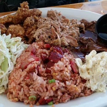 Back Home In Lahaina - Fried Chicken, Kalua Pork, bbq beef, macaroni salad, ramen salad, and Char siu pork fried rice! - Hawaiian Near Me - Carson, California