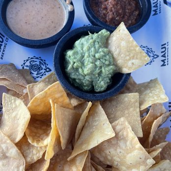 Maui Brewing - Warm Tortilla Chips & Trio of Dips - Brewpubs Near Me - Lahaina, Hawaii